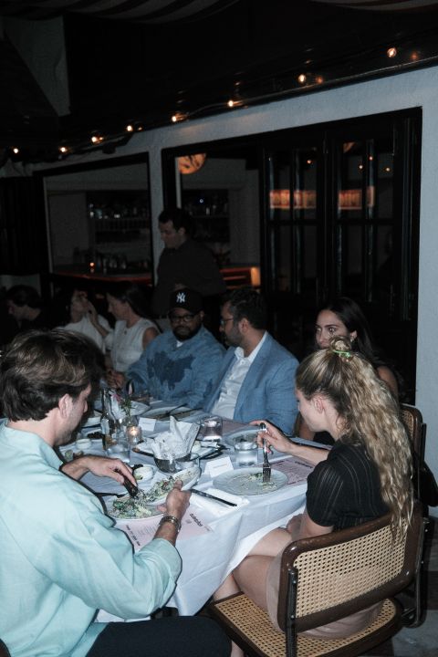 Guests connecting at the October LA founder dinner